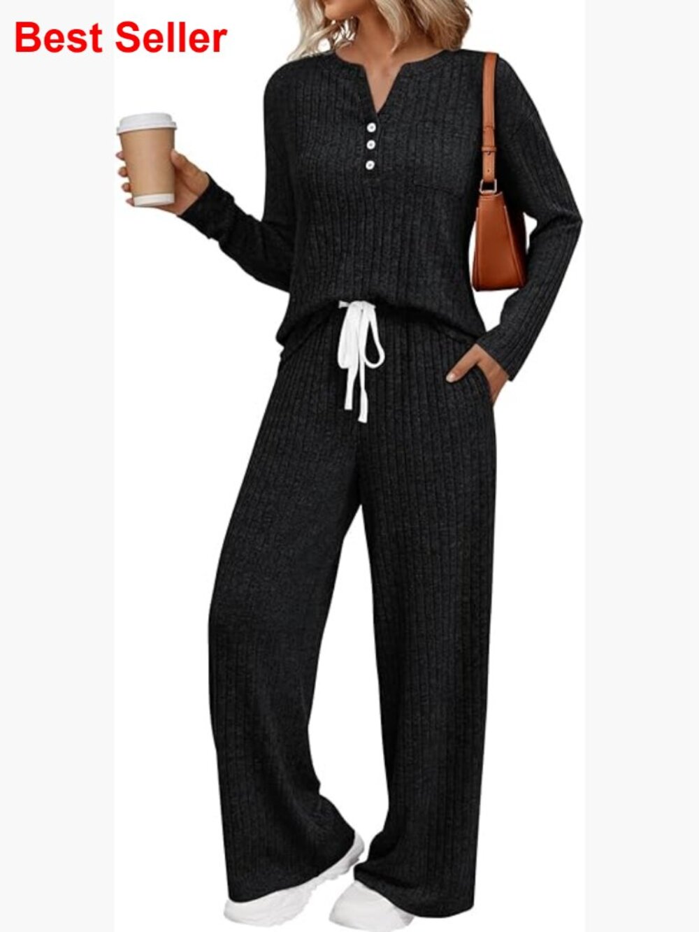 2-Piece Lounge Set with Pockets, Long Sleeve, Lightweight Fabric